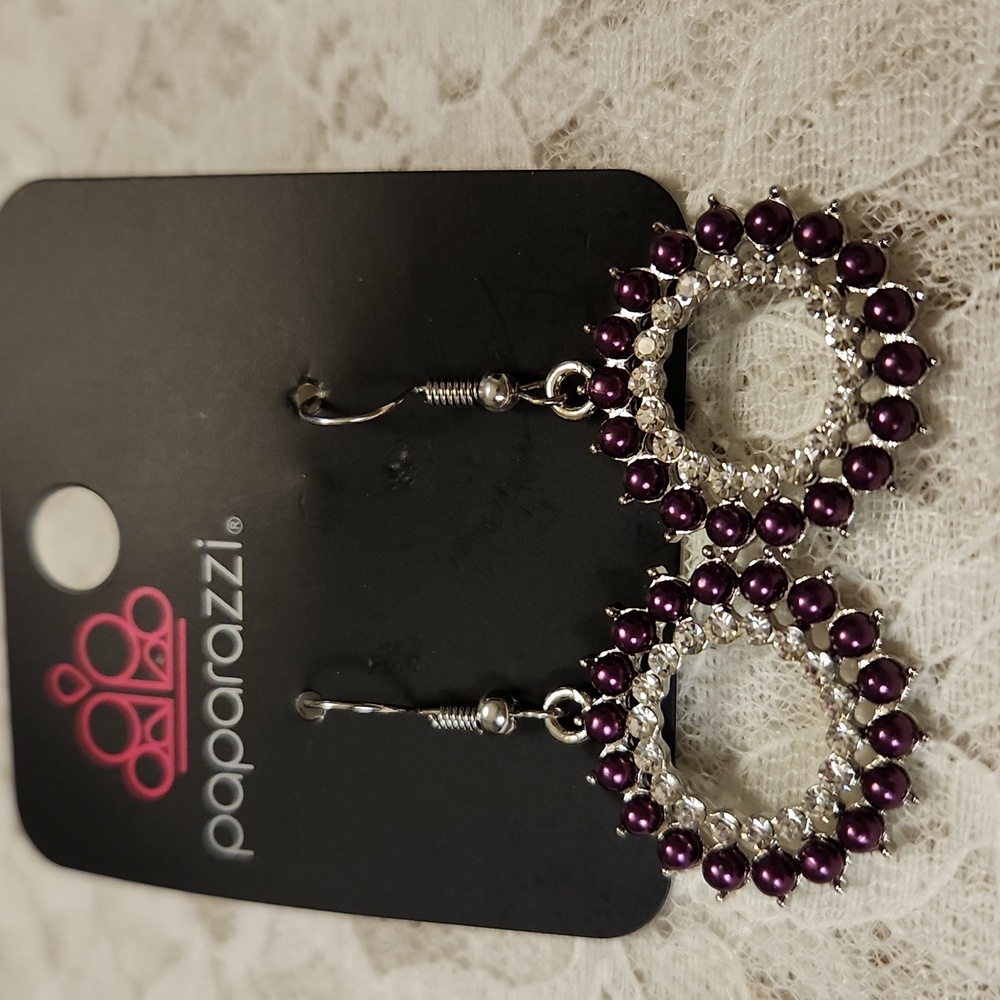 Paparazzi Silver & Purple Pearl Earrings